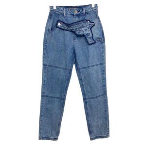 MANIERE DE VOIR EMBROIDERED GUN PANEL STRAIGHT MOTO JEANS - 6